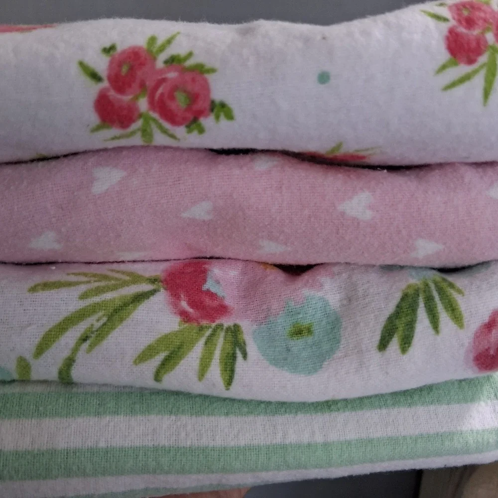 Vintage Y2K Baby Girl Receiving Blankets Lot Of 4 Pink Green Floral EUC